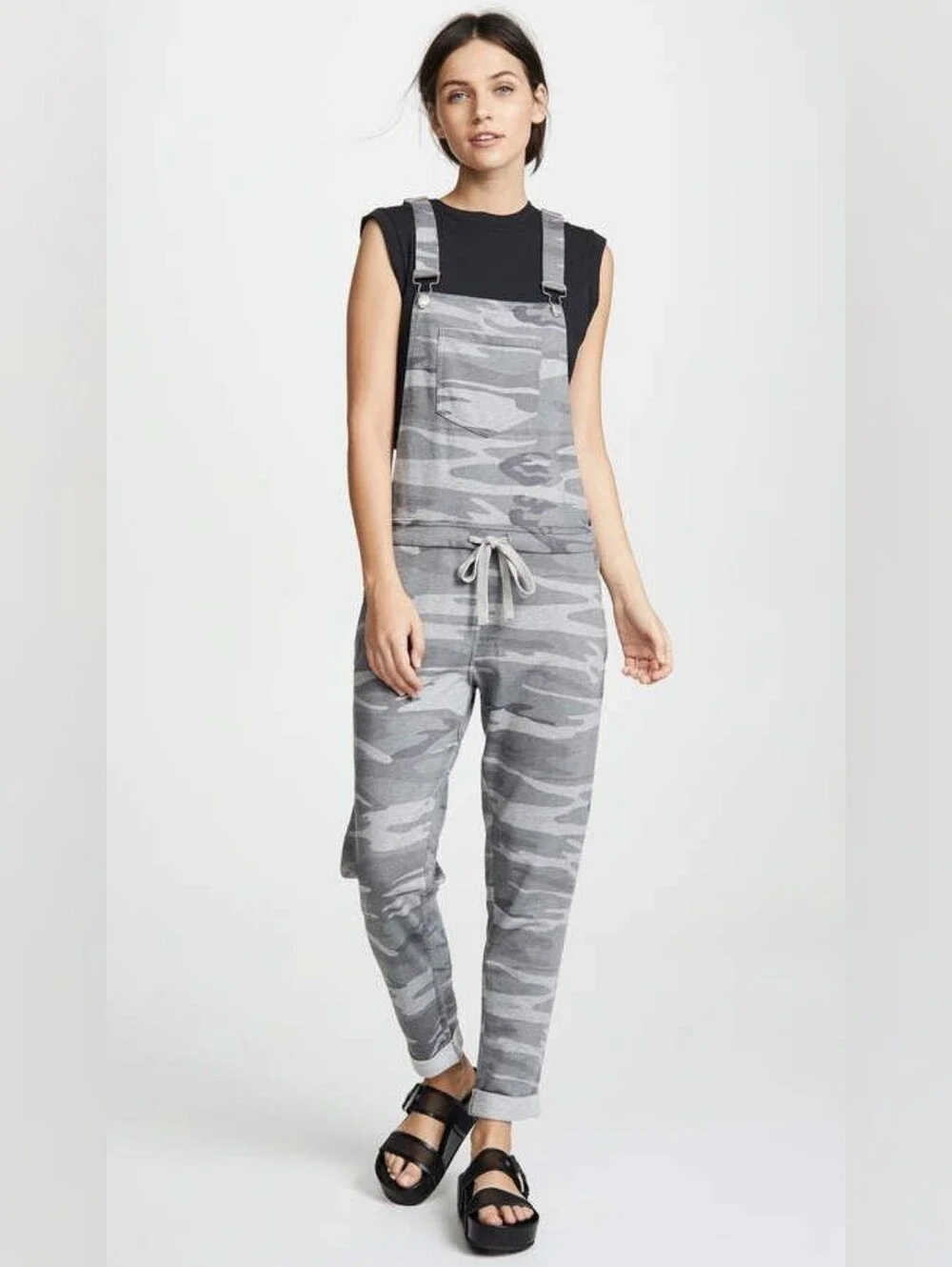 Z Supply Gray Knit Camo Overalls With Adjustable Straps Size Small (4-6)